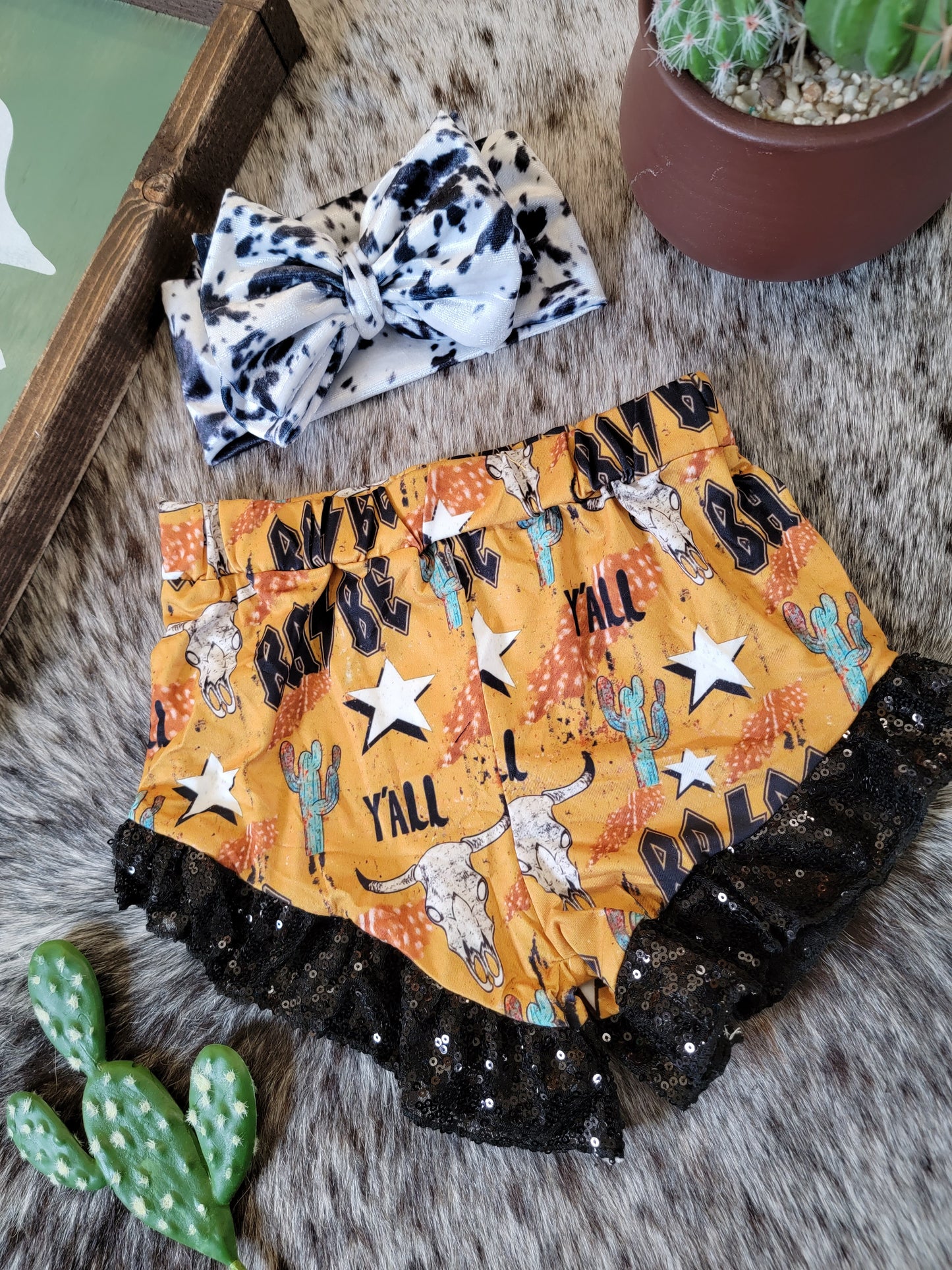 Babe Sequin Ruffle Shorts