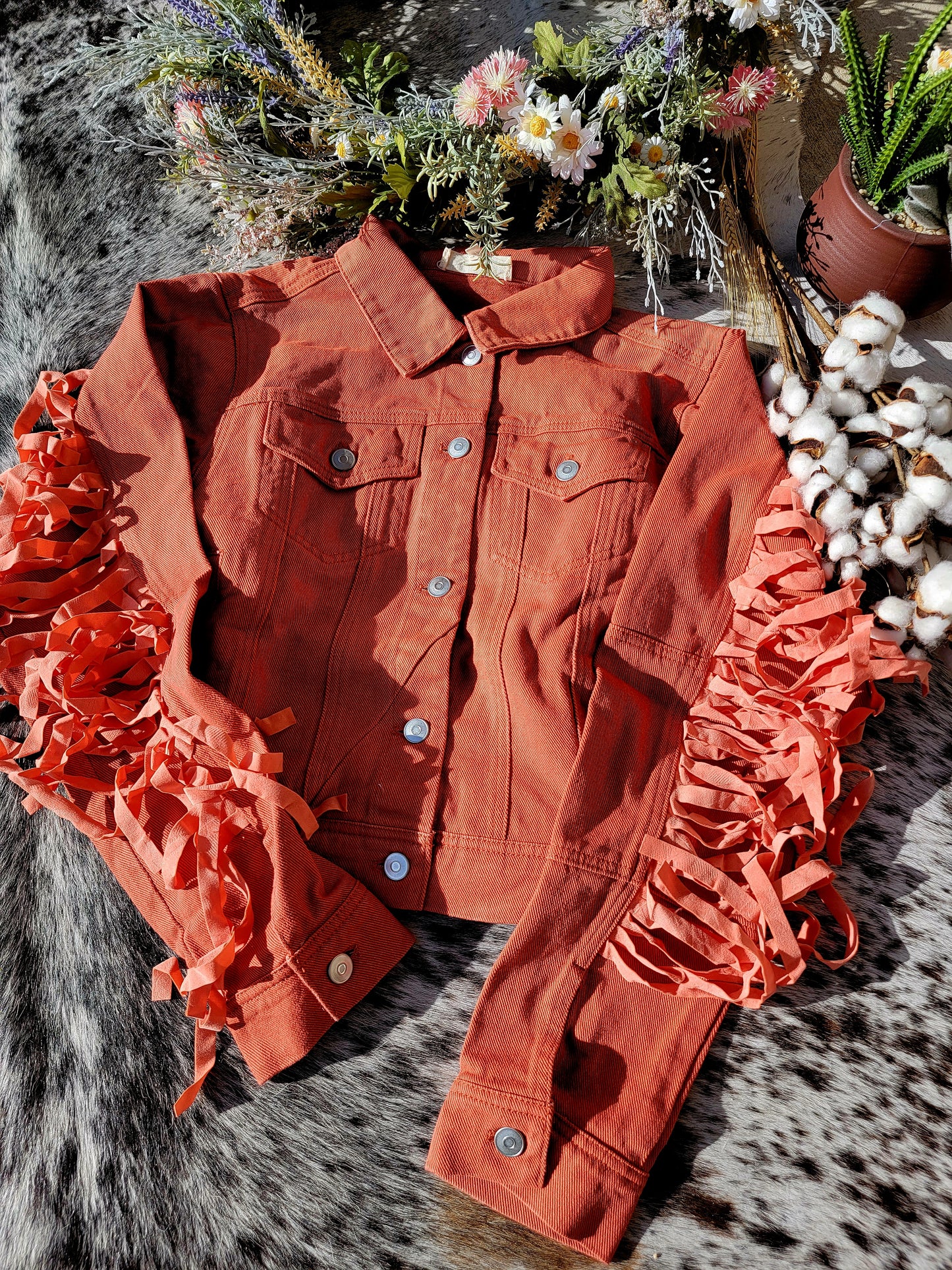 Stacey Fringe Jacket (Peach)