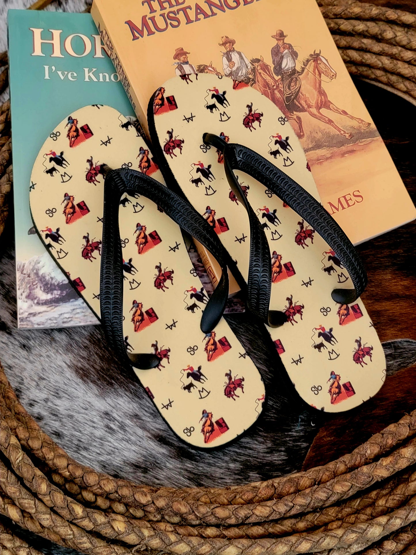 Vintage Cowboy Flip-Flops
