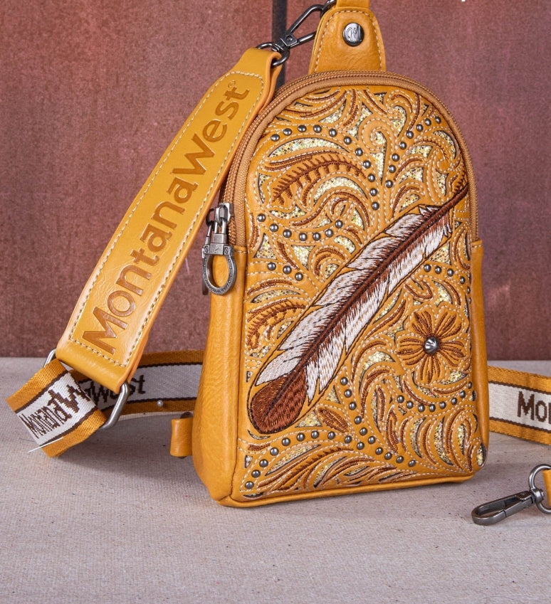 Feather Sling Bag (Mustard)