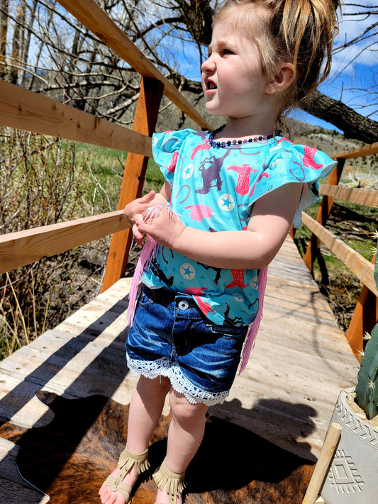 Turquoise Cowgirl (Onesie & Shirt)