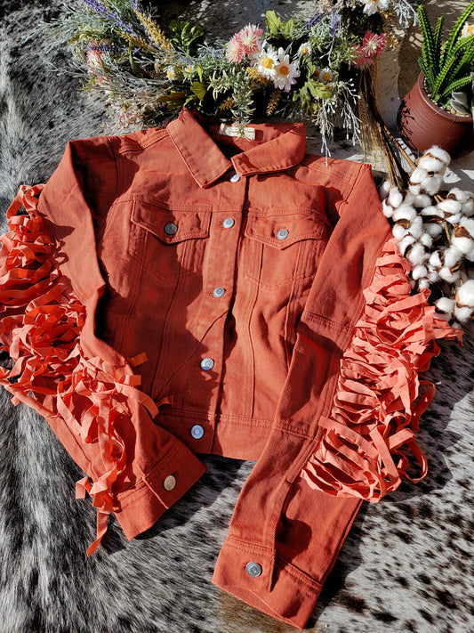 Stacey Fringe Jacket (Peach)
