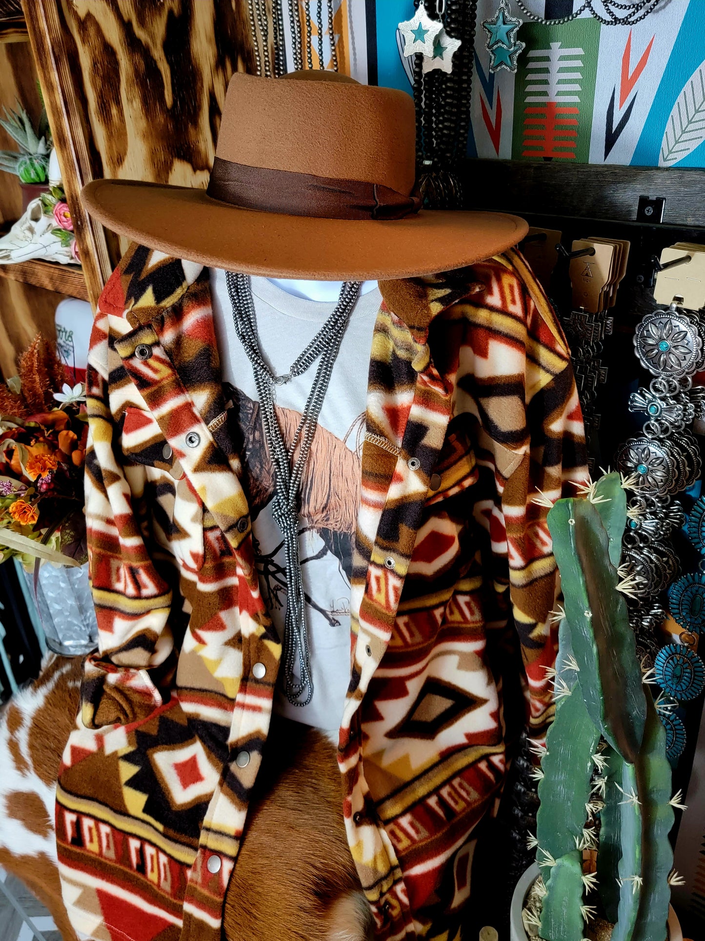 Rino Aztec Fleece Jacket (Rust)